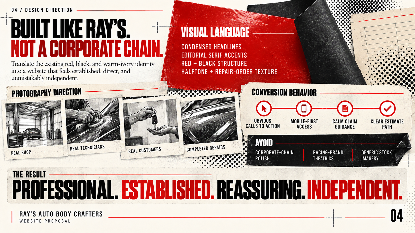 Design direction proposal page